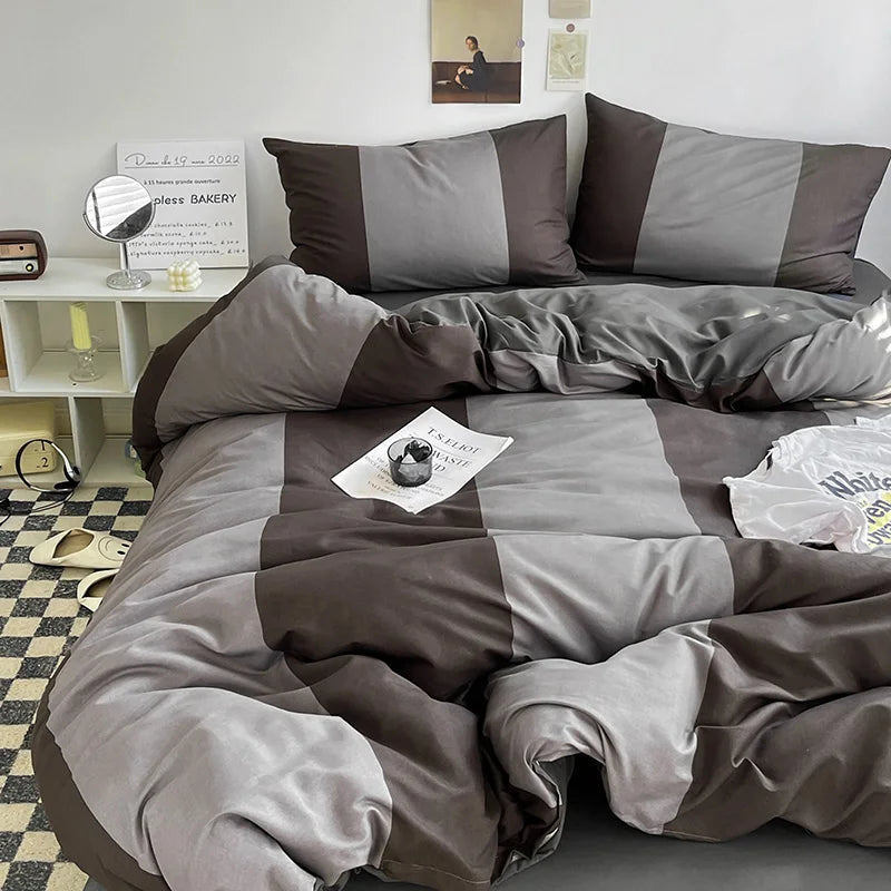 Stripe Comforter Set with Pillowcase & Bed Sheet
