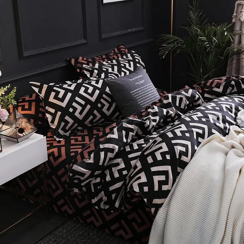 Luxury Black Comforter Set with Pillowcases