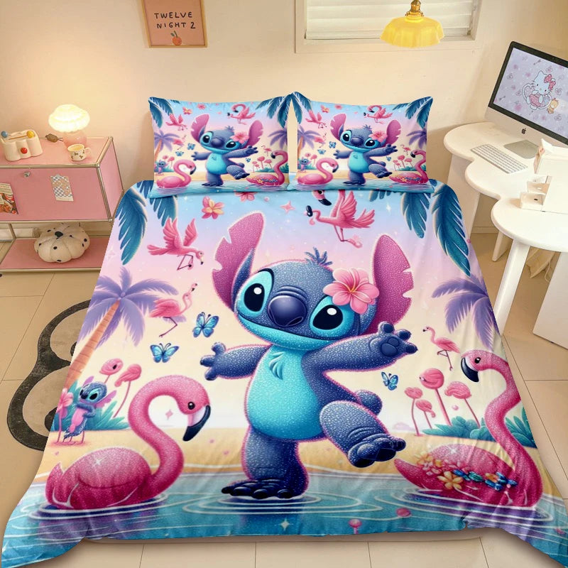 Cute Stitch Duvet Cover Kids Cartoon Bedding Set 3D Printed Comforter Cover Queen King Full Size for Bedroom Decoration