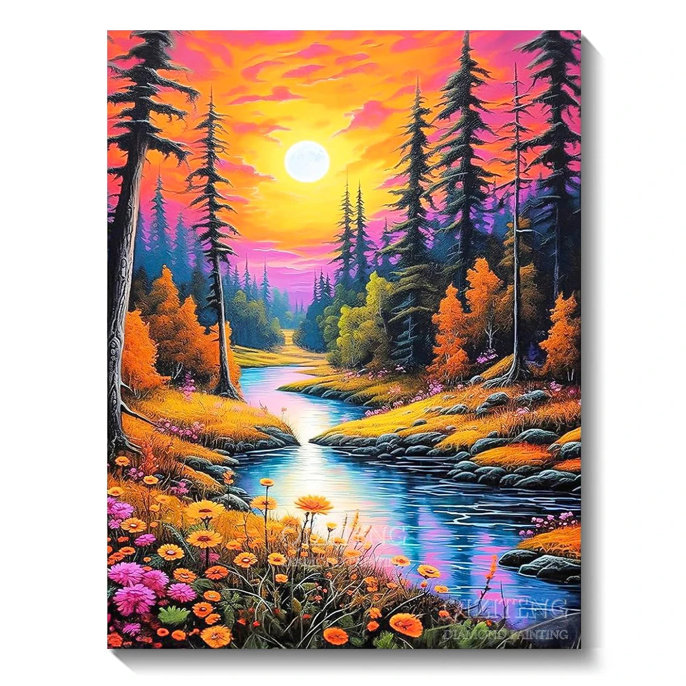 5D Diamond Art Painting Aurora Landscape Mosaic Embroidery Cross Stitch Kit Full Round Rhinestone Diy Wall Home Decor Gift