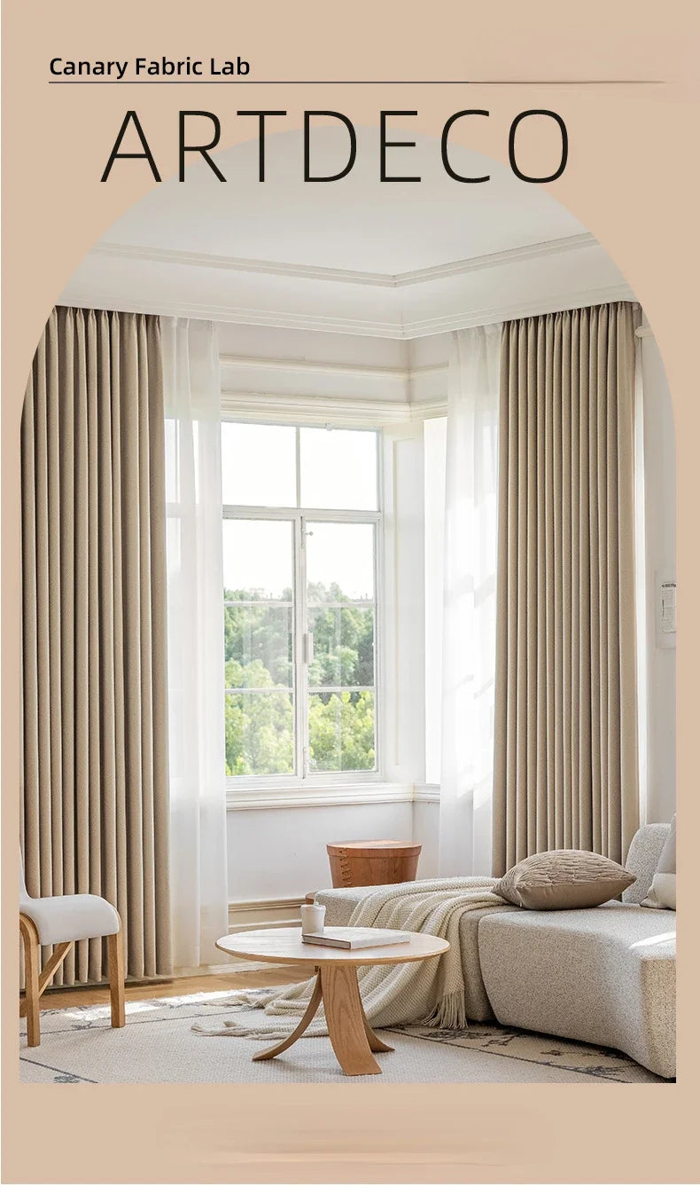 Custom Beige Chenille Luxury Curtains