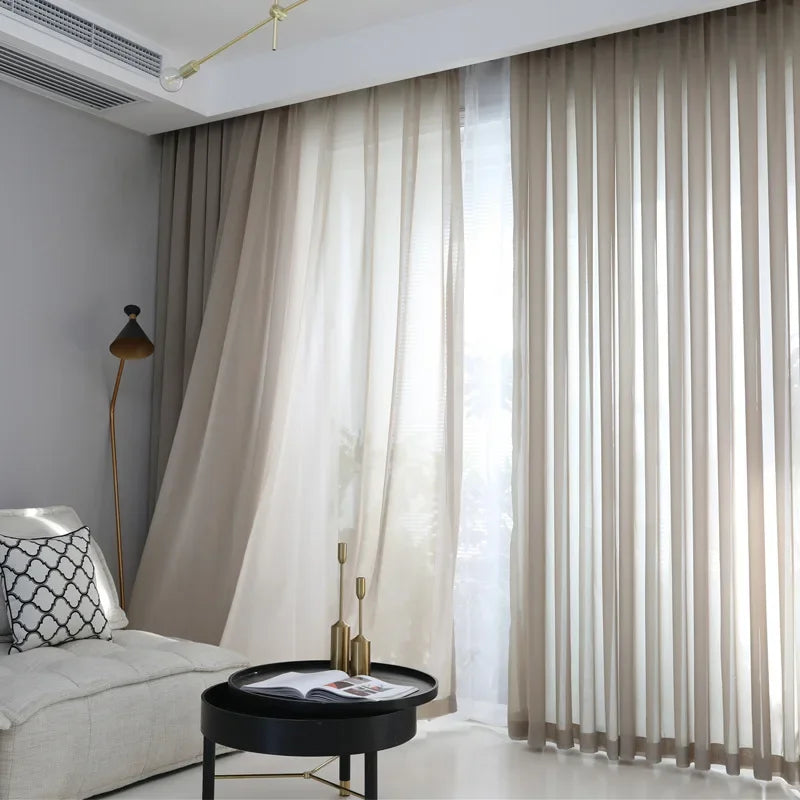 1Pc Super Soft Chiffon White Tulle Sheer Curtains for Living Room Lining Bedroom Window Decor HOTEL Door Luxury Modern 거즈 커튼
