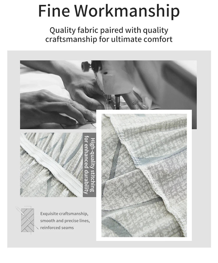 Printed Sofa Cover with Skirt - Full Coverage & Elastic, Multiple Colors