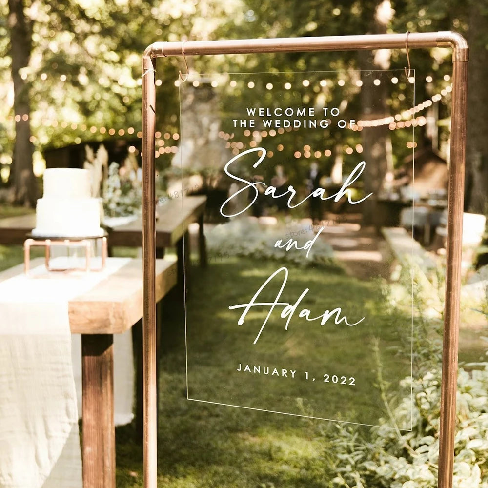 Welcome To Wedding Of Mirror Vinyl Sticker Personalized Name And Date Decal Wedding Sign Birthday Engagement Party Wall Decal