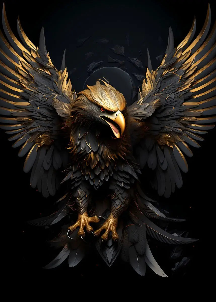 Golden Eagle Poster Bird Head Handsome Sharp Gold Animal Prints Canvas Painting Wall Art Pictures Home Room Modern Decoration