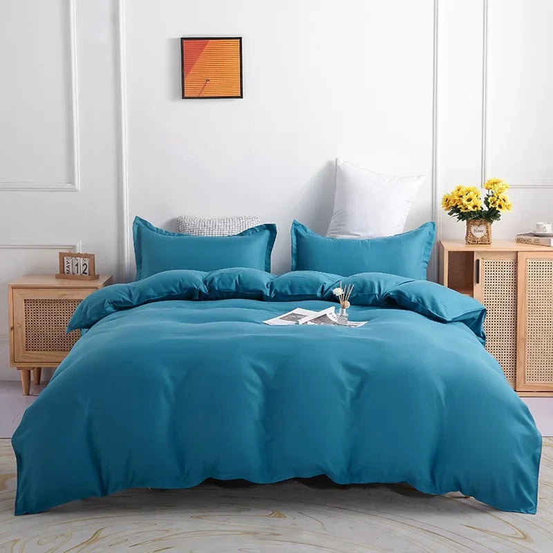 Nordic 3/4Pcs Solid Solor Bedding Set Home Duvet Cover Sheet Quilt Cover AB side Bedroom Decor Queen King Size 150x200 220x240