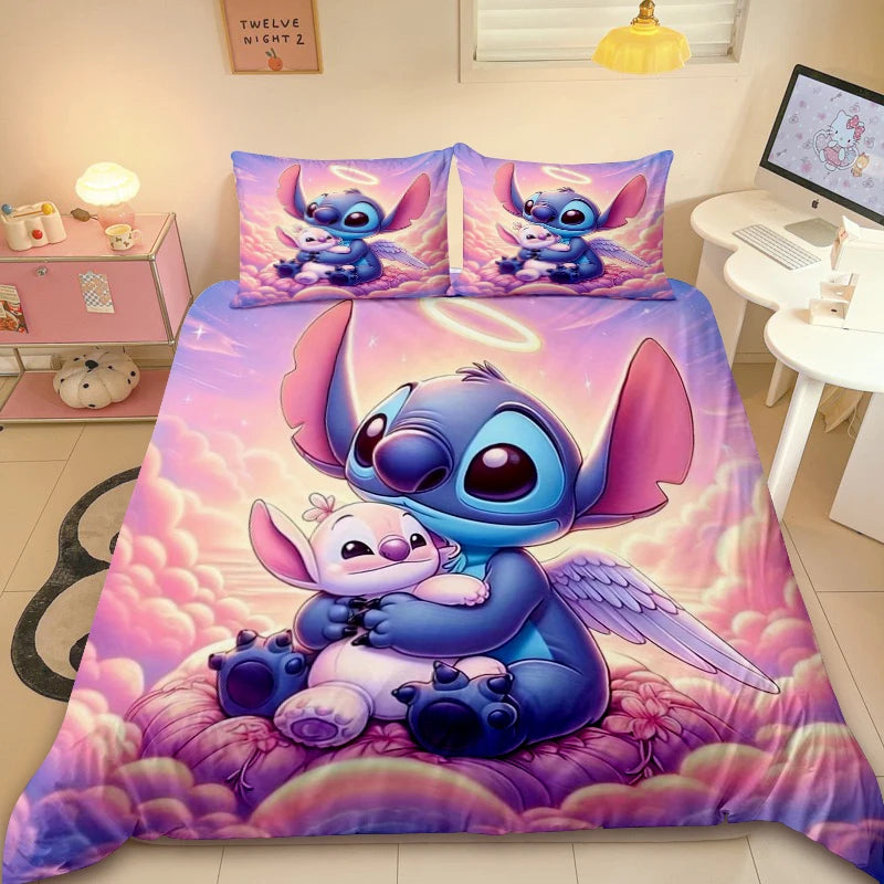 Cute Stitch Duvet Cover Kids Cartoon Bedding Set 3D Printed Comforter Cover Queen King Full Size for Bedroom Decoration
