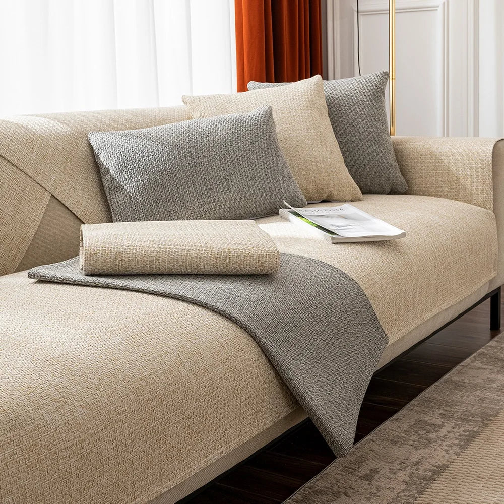 Cotton And Linen Sofa Cover Four Seasons Universal Living Room Thickening Non-Slip Sofa Cushion Cover Furniture Dust Cover