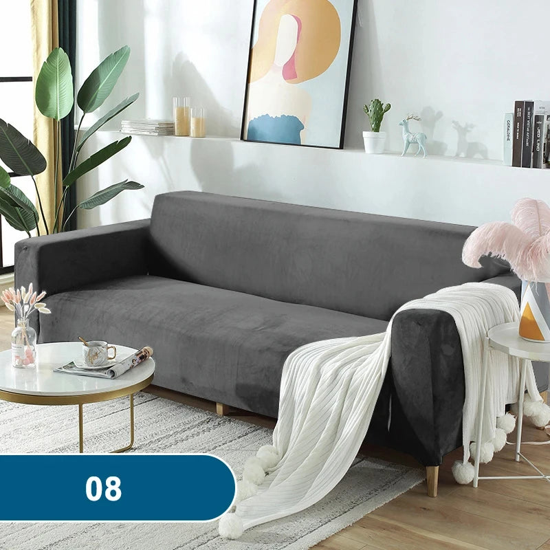 Soft & Thick Velvet Sofa Cover with Armrest for L-Shaped Sofas