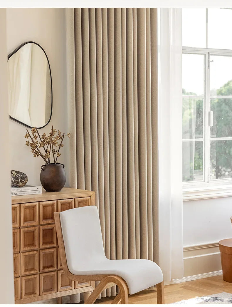 Custom Beige Chenille Luxury Curtains