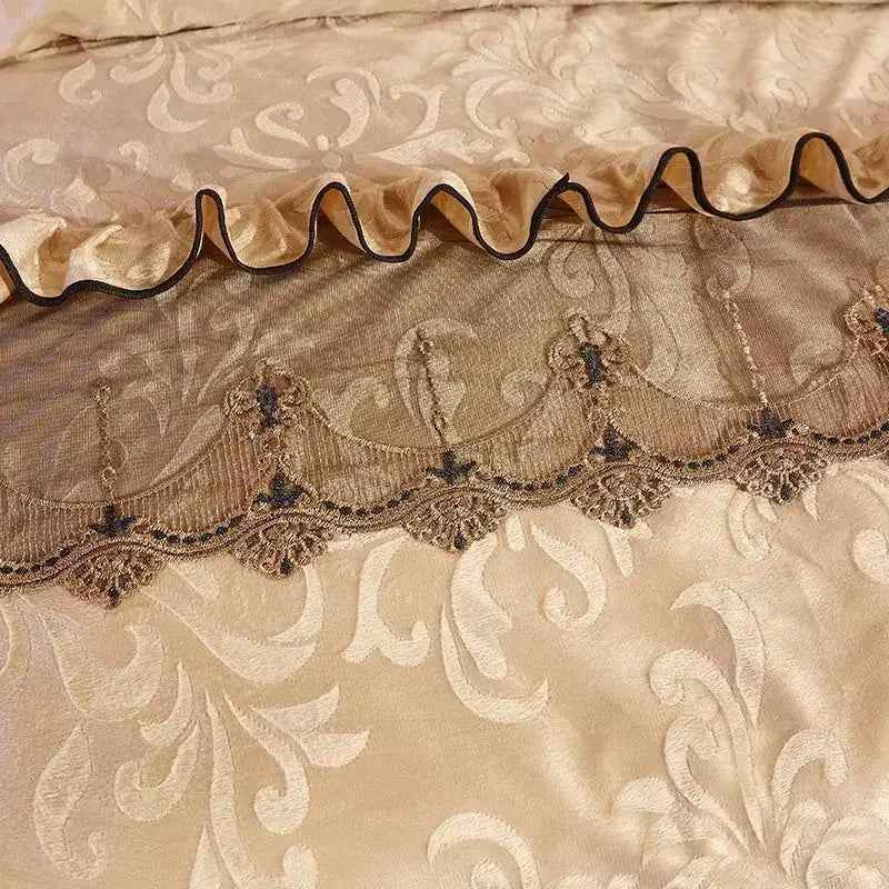 3-Piece Luxury Lace Bedspread with Thicken Bed Skirt