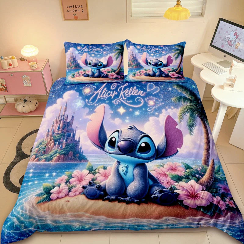 Cute Stitch Duvet Cover Kids Cartoon Bedding Set 3D Printed Comforter Cover Queen King Full Size for Bedroom Decoration