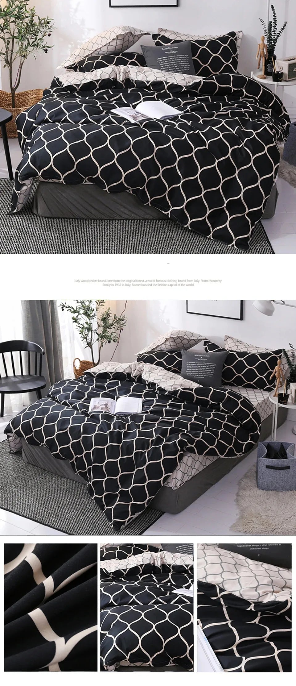 Luxury Black Comforter Set with Pillowcases