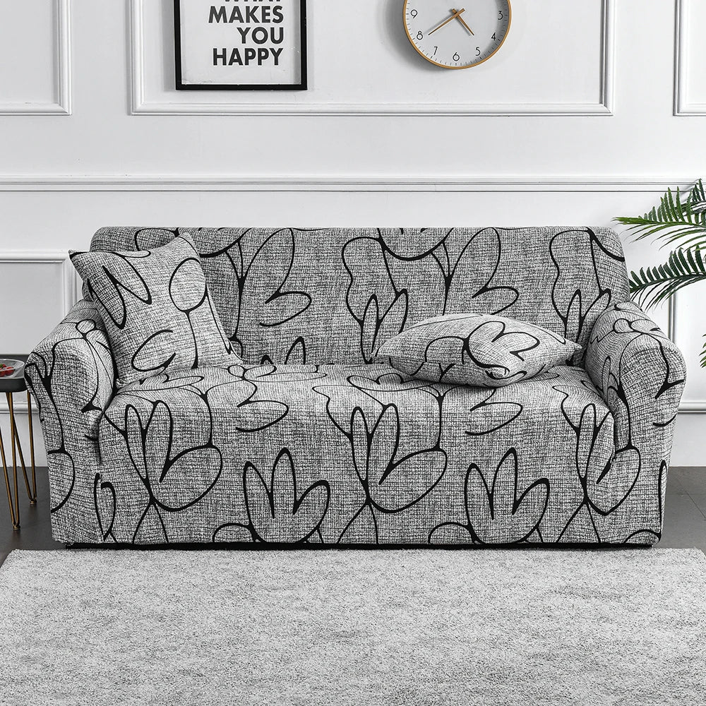 Flower Printed Elastic Sofa Cover for Living Room & Bedroom