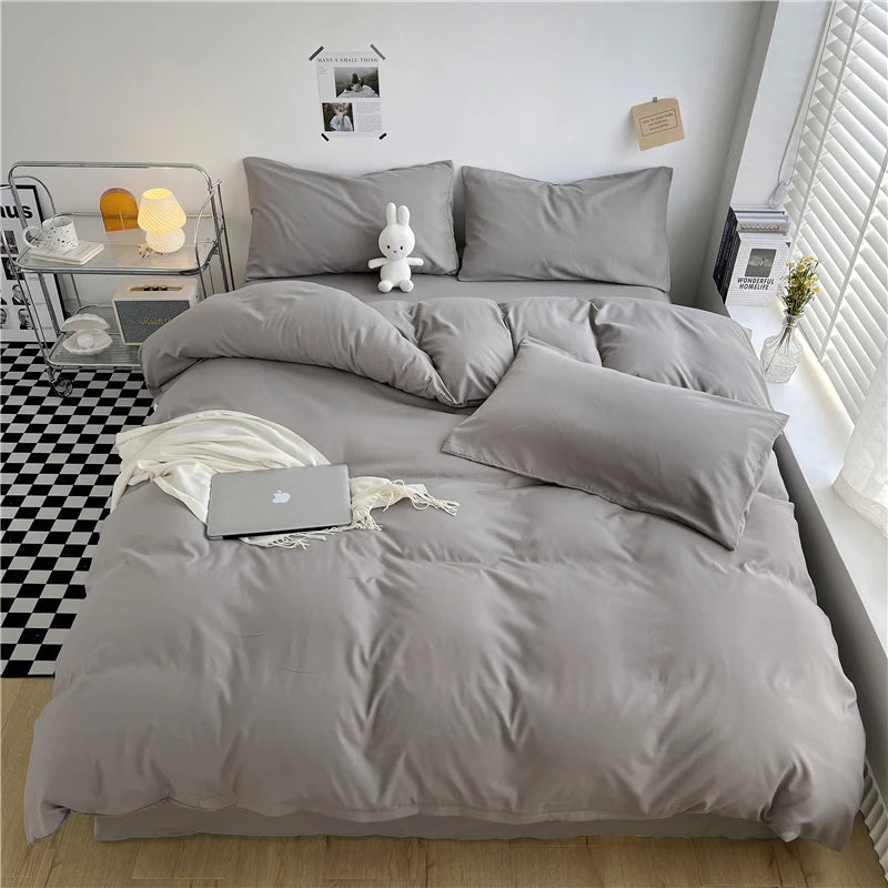 Purple Duvet Cover Microfiber Lavender Double Size Bedding Set,3pcs Comforter Cover with Zipper Closure Reverse Pink Quilt Cover