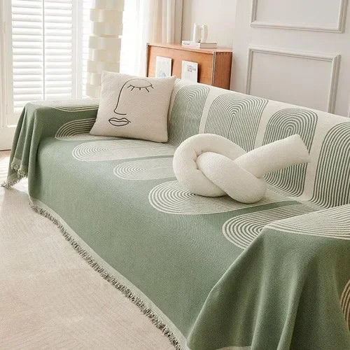 Customizable Sofa Throw Blankets Outdoor Camping Picnic Large Blanket Leisure Relax Beach Towel white Travel Rug Tassels Linen