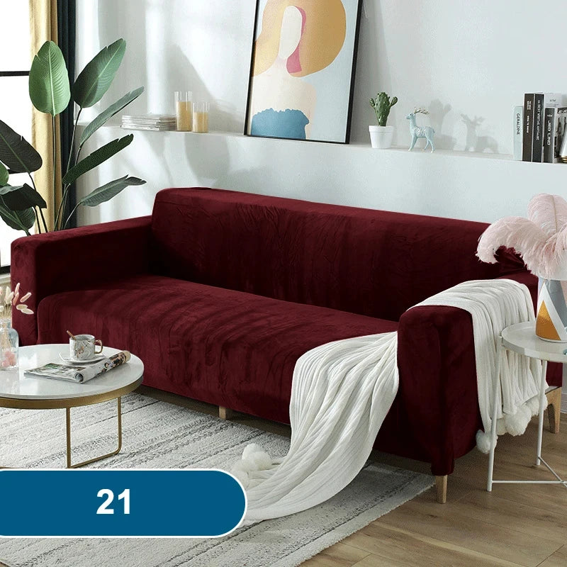 Soft & Thick Velvet Sofa Cover with Armrest for L-Shaped Sofas