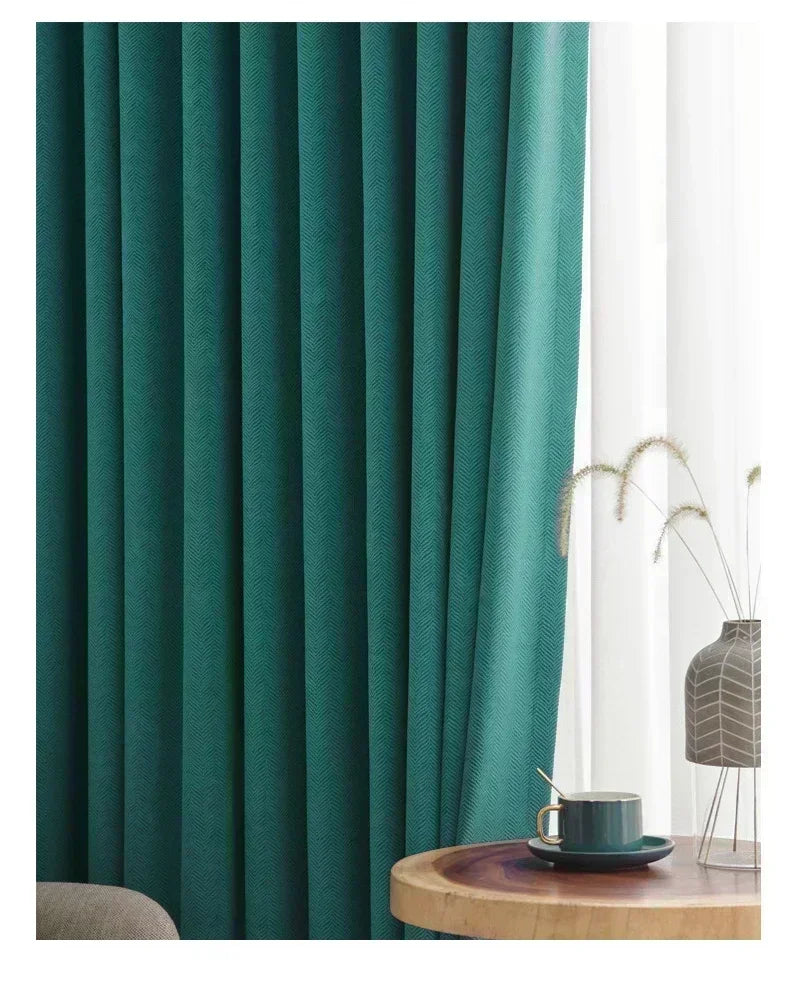 2025 new thickened French light luxury cream curtain cloth solid color bedroom living room full blackout sunscreen cotton linen