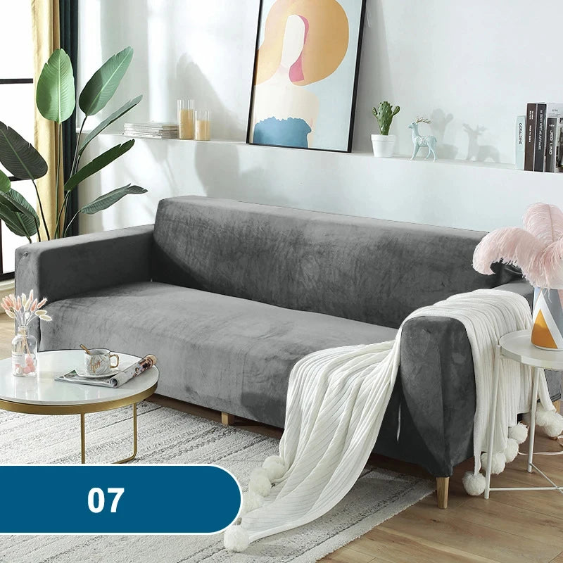 Soft & Thick Velvet Sofa Cover with Armrest for L-Shaped Sofas