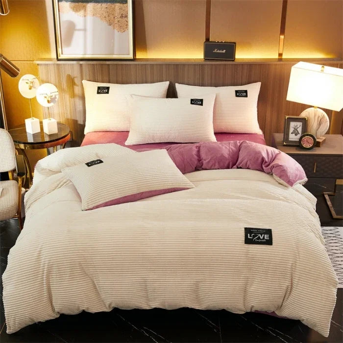 Thick Solid Color Velvet Duvet Cover Winter Warmth Bedding Set Double Quilt Cover Twin Queen King Comforter Cover 220*240