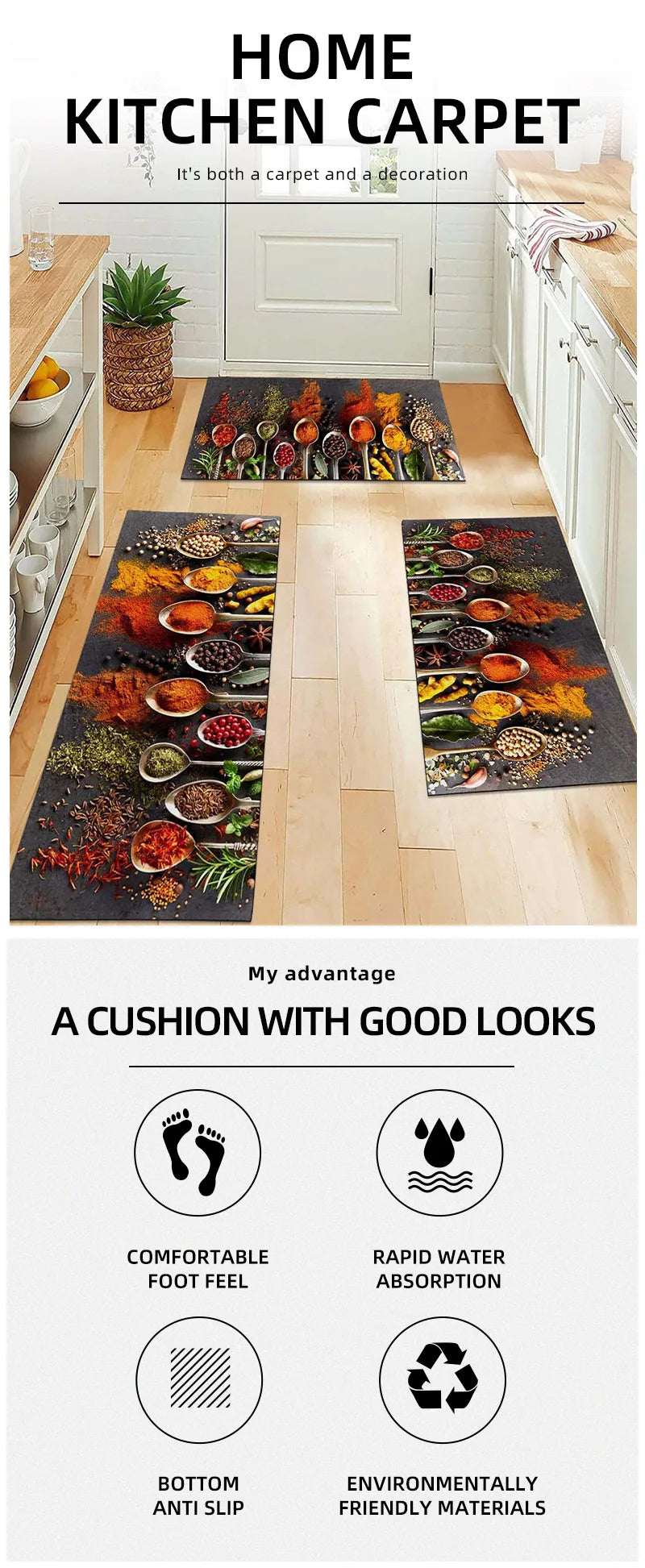 Modern Anti-Slip Kitchen & Entrance Rug