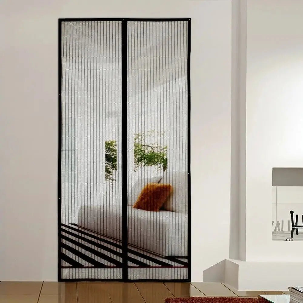 Black Mesh 6 Pairs of Magnetic Stripe +7 Pairs of Magnetic Buckle Non-penetration Magnetic Stripe Type Mosquito Curtain