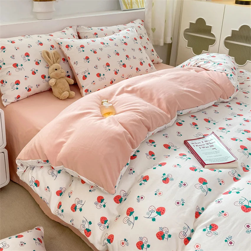 100% Washed Floral Bedding Set