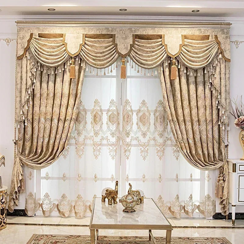 European Chenille Embroidery Luxury Curtains