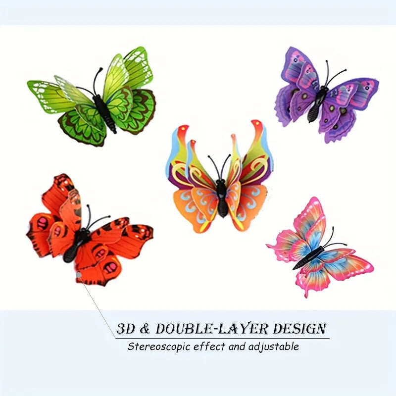 12pcs 3D Double Layer Butterfly Wall Stickers