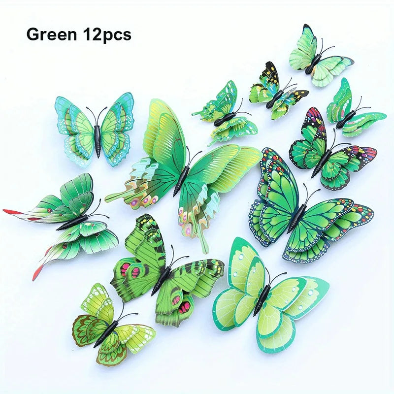 12pcs 3D Double Layer Butterfly Wall Stickers