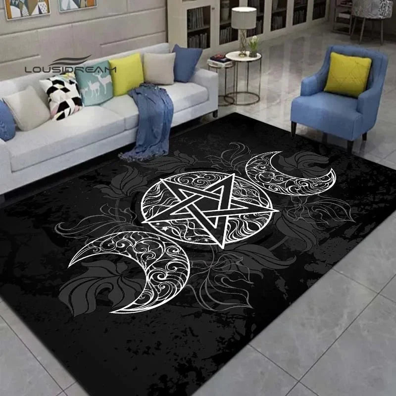Gothic Witch Sacrifice Rugs Triple Moon Divination Home Living room Bedroom Large area soft carpet Halloween Decoration Rune # 6