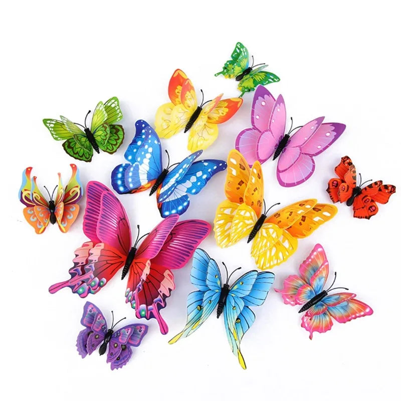 12pcs 3D Double Layer Butterfly Wall Stickers