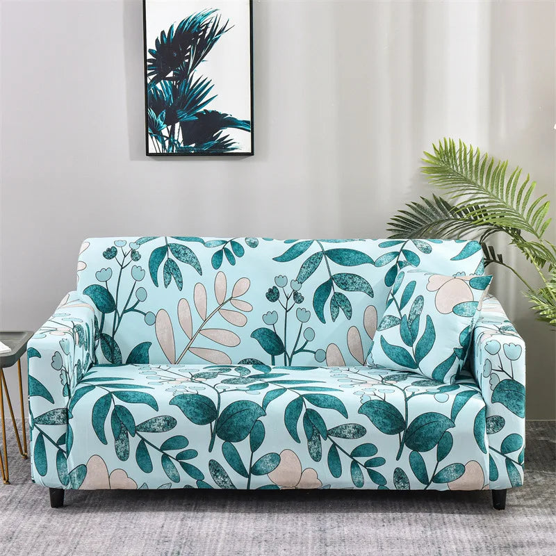 Floral Printed Stretch Sofa Cover with Elastic Band
