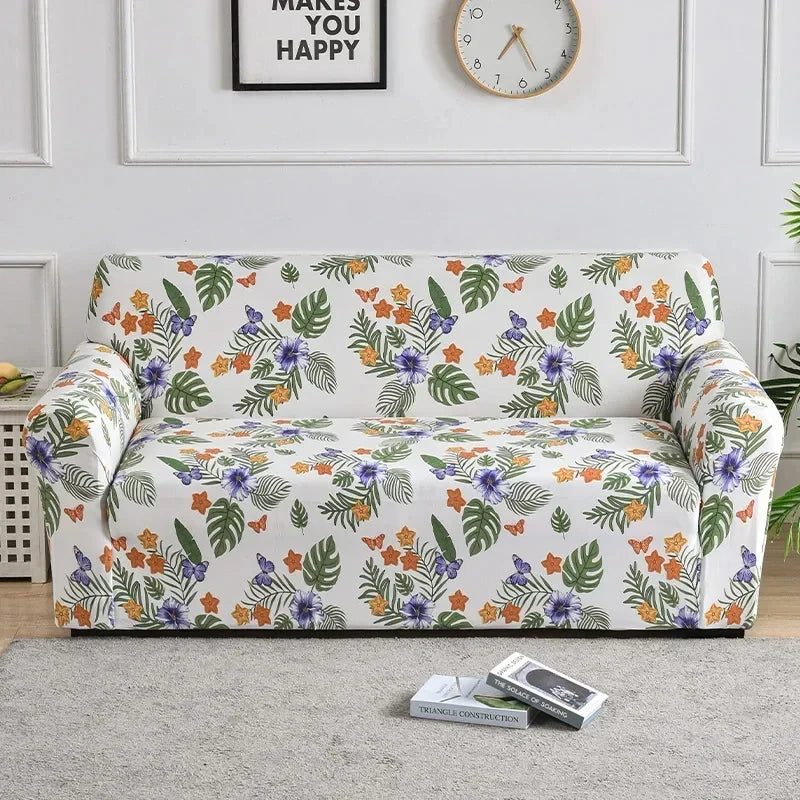Flower Printed Elastic Sofa Cover for Living Room & Bedroom