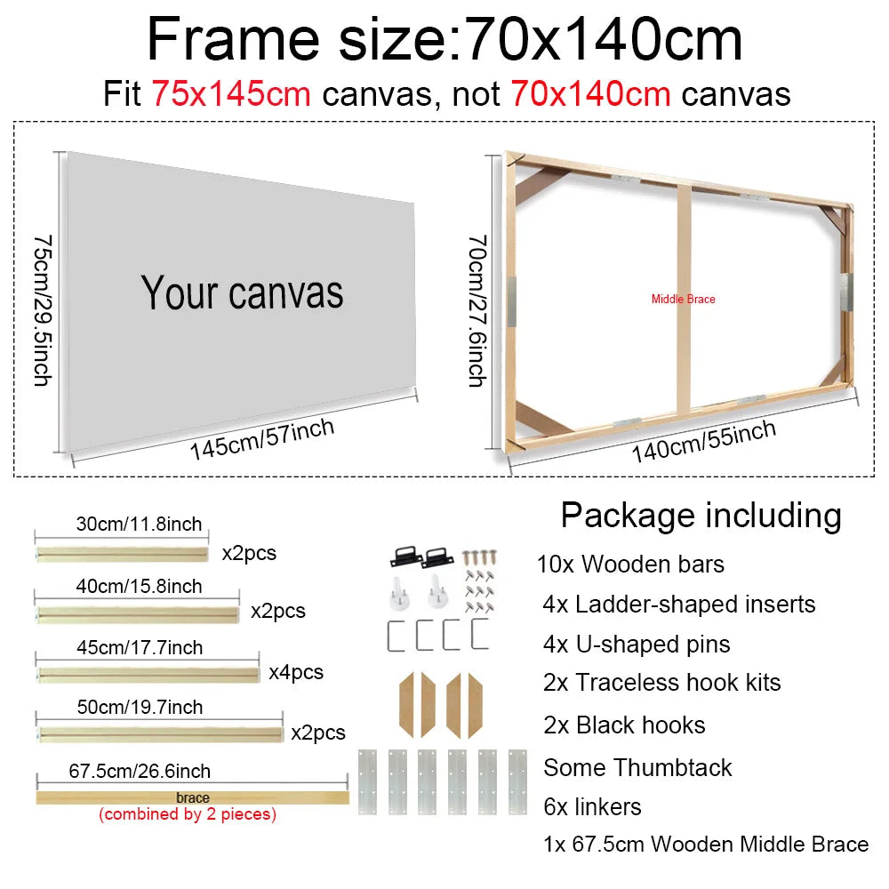 30x40 40x60 50x70cm Canvas Frame Wooden Frames Wooden Photo Oil Painting Canvas Diamond Painting Frames Canvas Wood Wall Frame