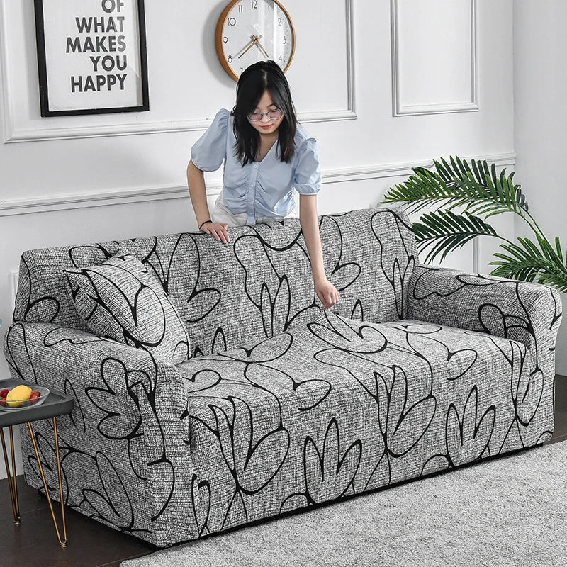 Flower Printed Elastic Sofa Cover for Living Room & Bedroom