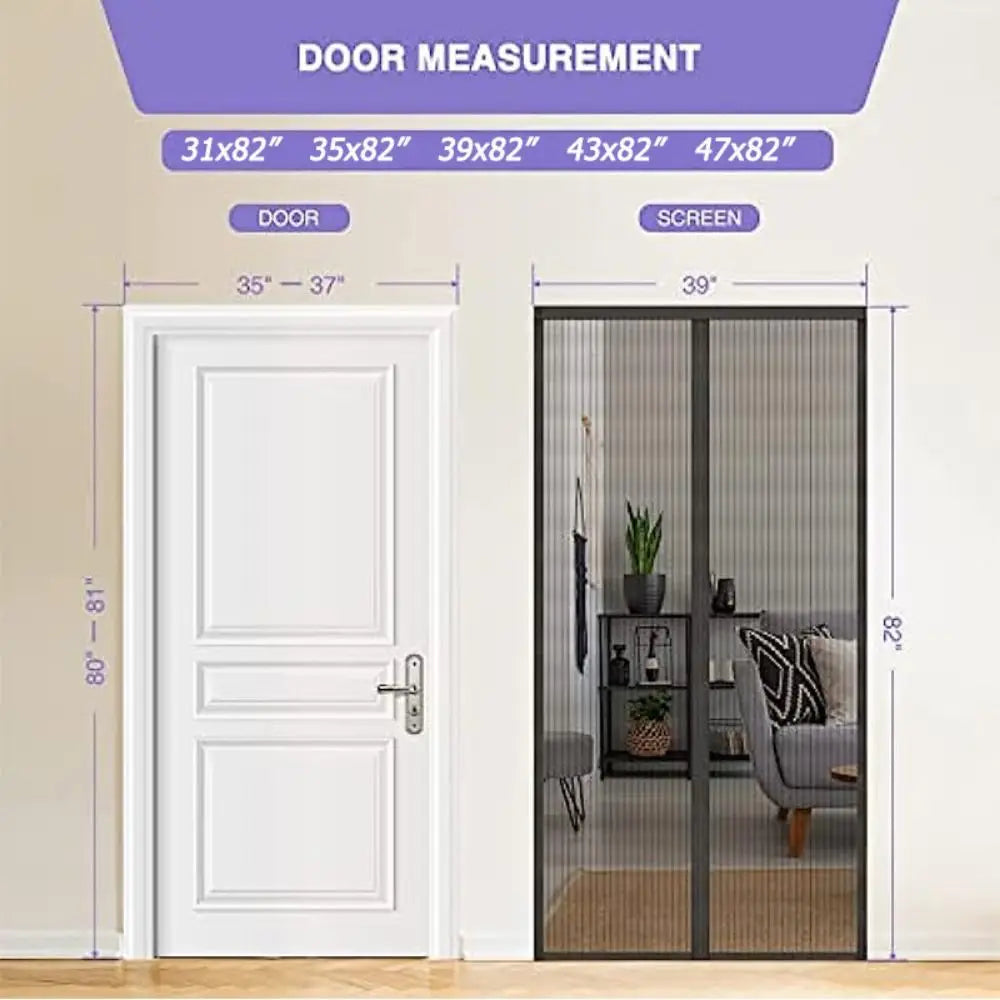 Black Mesh 6 Pairs of Magnetic Stripe +7 Pairs of Magnetic Buckle Non-penetration Magnetic Stripe Type Mosquito Curtain