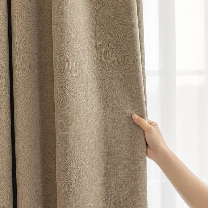 Custom Beige Chenille Luxury Curtains