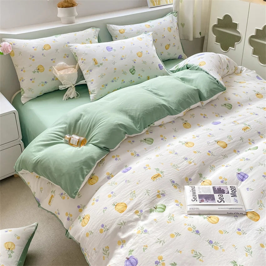 100% Washed Floral Bedding Set