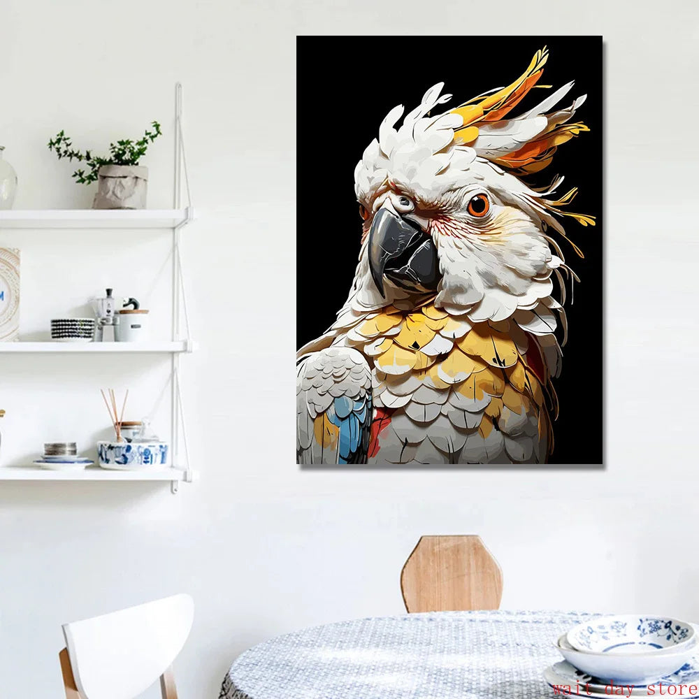 Crane Bird Owl Parrot Eagle Toucan Flamingo Animal Splatter Poster Print Canvas Painting for Living Room Home Decor Cuadros