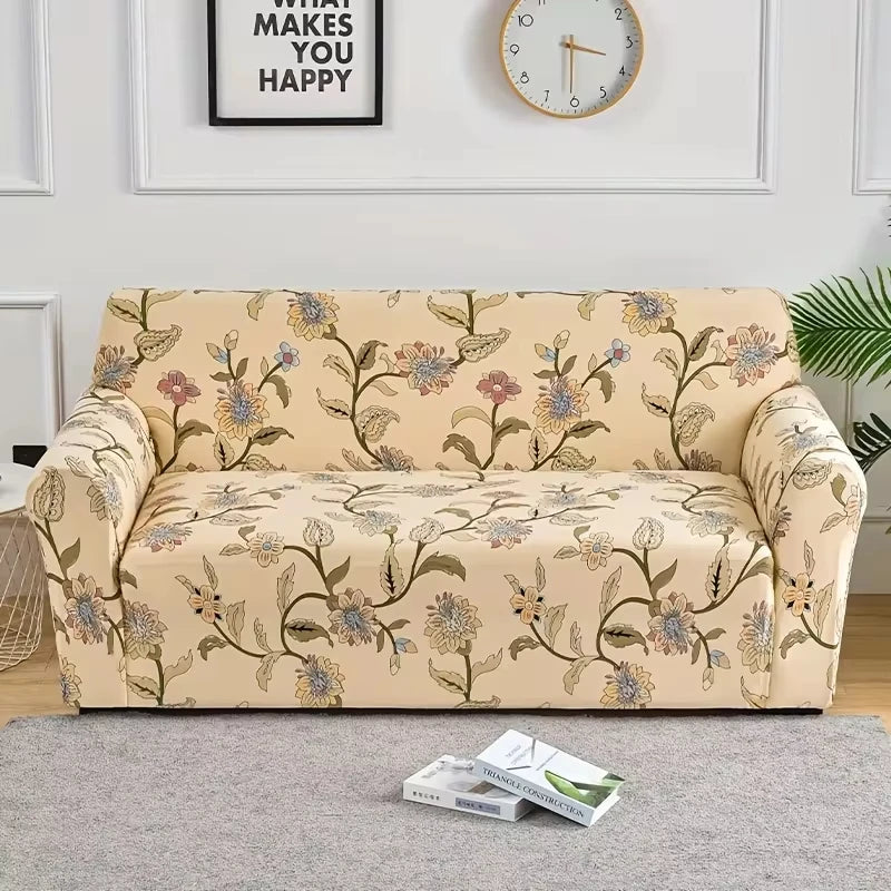 Flower Printed Elastic Sofa Cover for Living Room & Bedroom