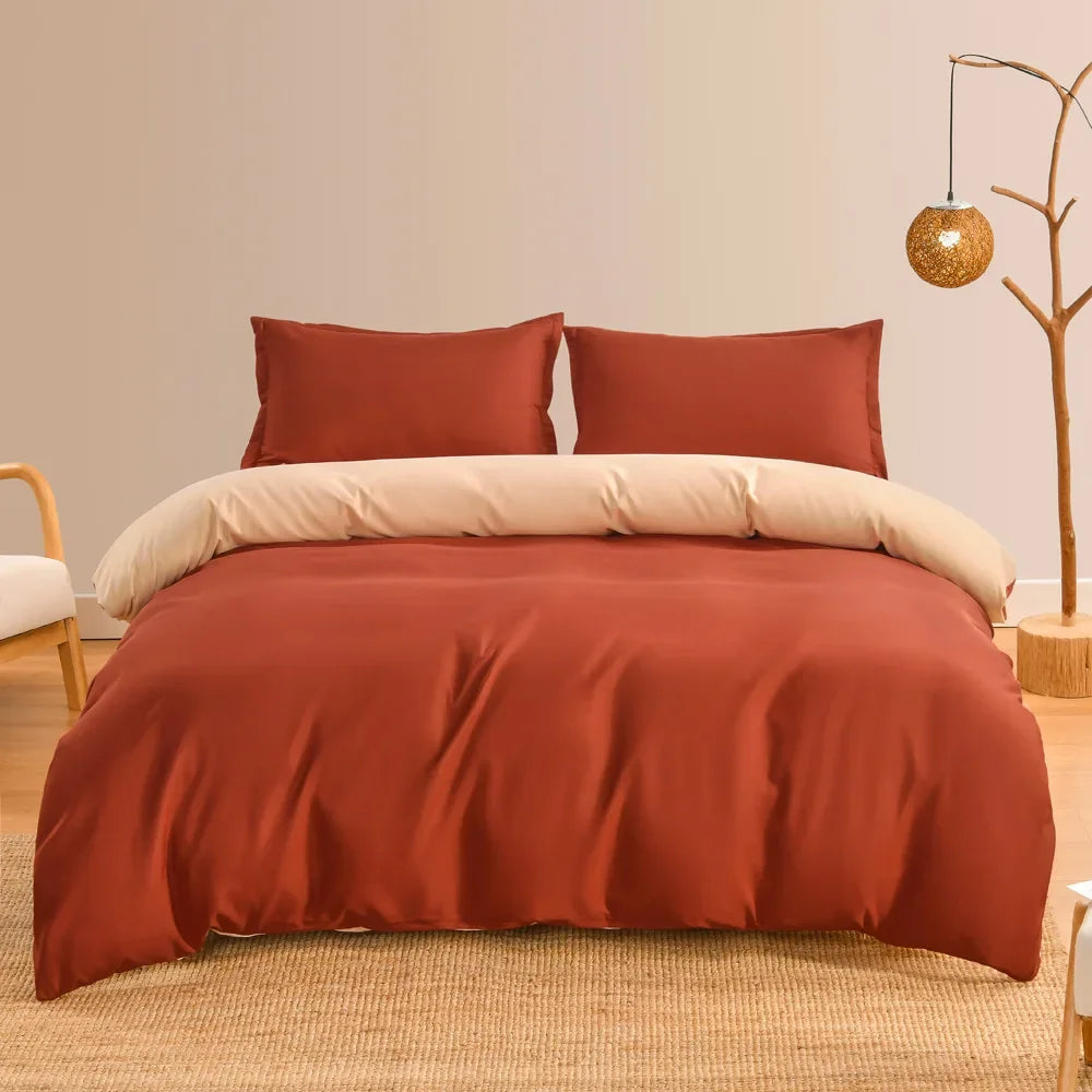 Nordic 3/4Pcs Solid Solor Bedding Set Home Duvet Cover Sheet Quilt Cover AB side Bedroom Decor Queen King Size 150x200 220x240