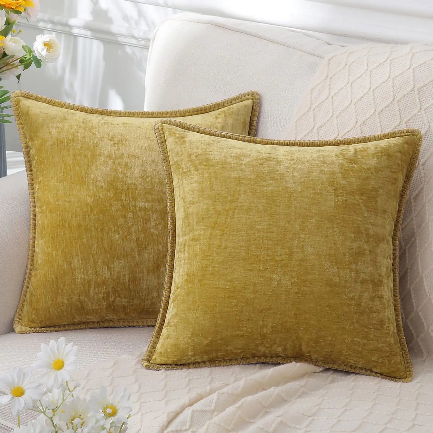 Olanly Chenille Cushion Cover 45x45 Pillow Cover 40x40cm Sofa Decorative Throw Pillow Case Soft Luxury For Living Room Decor