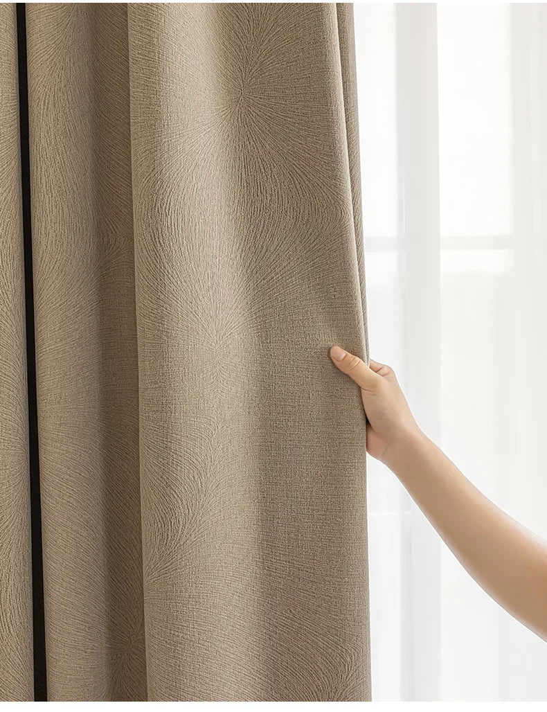 Custom Beige Chenille Luxury Curtains