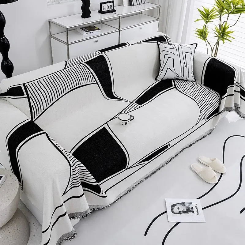Nordic Tassel Throw Blanket Single Full Four Season Cotton Sofa Cover Dust Anti-cat Scratch Protection Cover Sofa Blanket Carpet