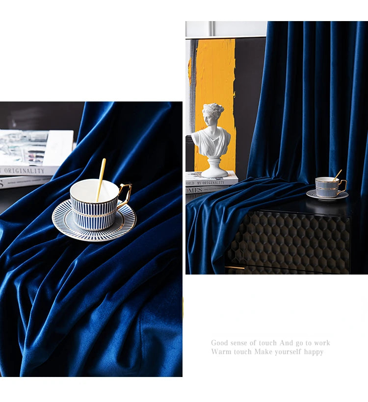Luxury Royal Blue Velvet Curtains