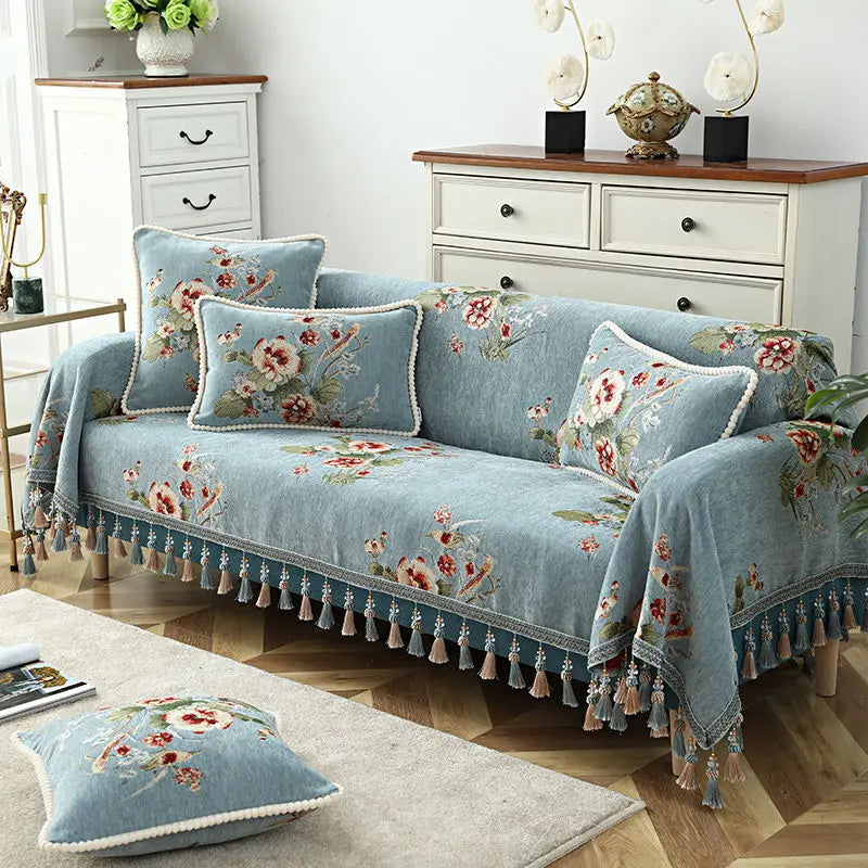 Throw Blanket Cotton Sofa Cover With Tassel Dust Anti-cat Scratch Protection Cover Sofa Blanket Full Four Season Throw Blanket