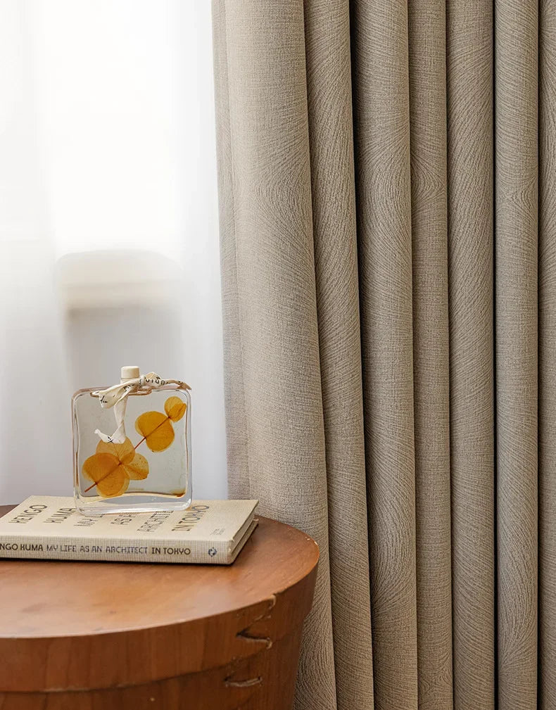 Custom Beige Chenille Luxury Curtains