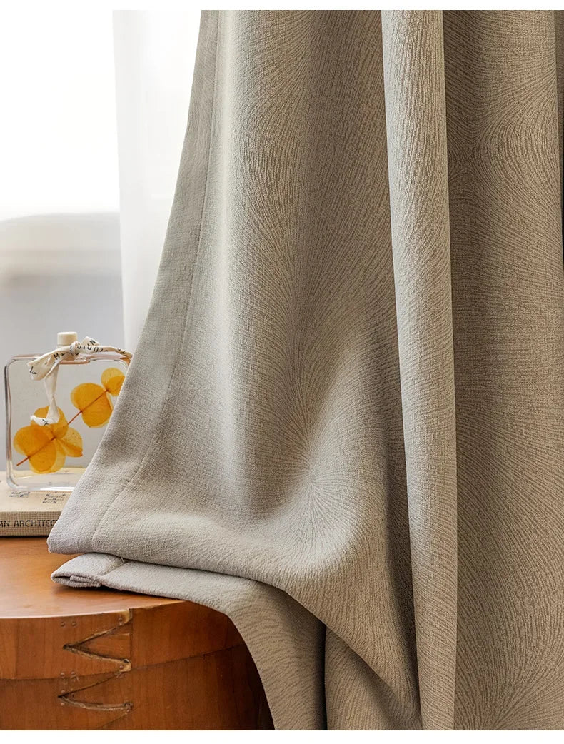 Custom Beige Chenille Luxury Curtains