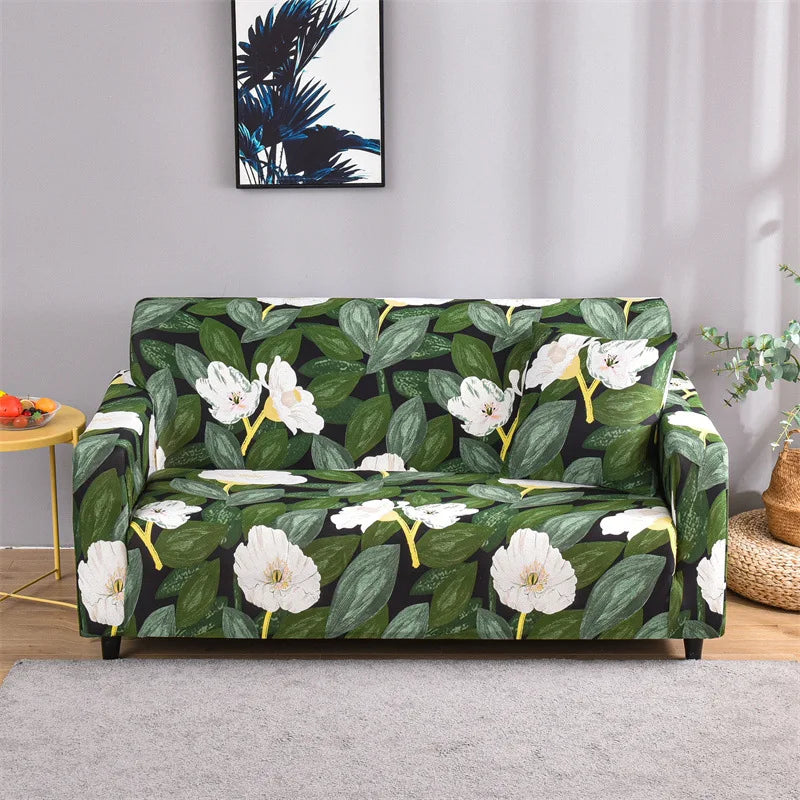Floral Printed Stretch Sofa Cover with Elastic Band